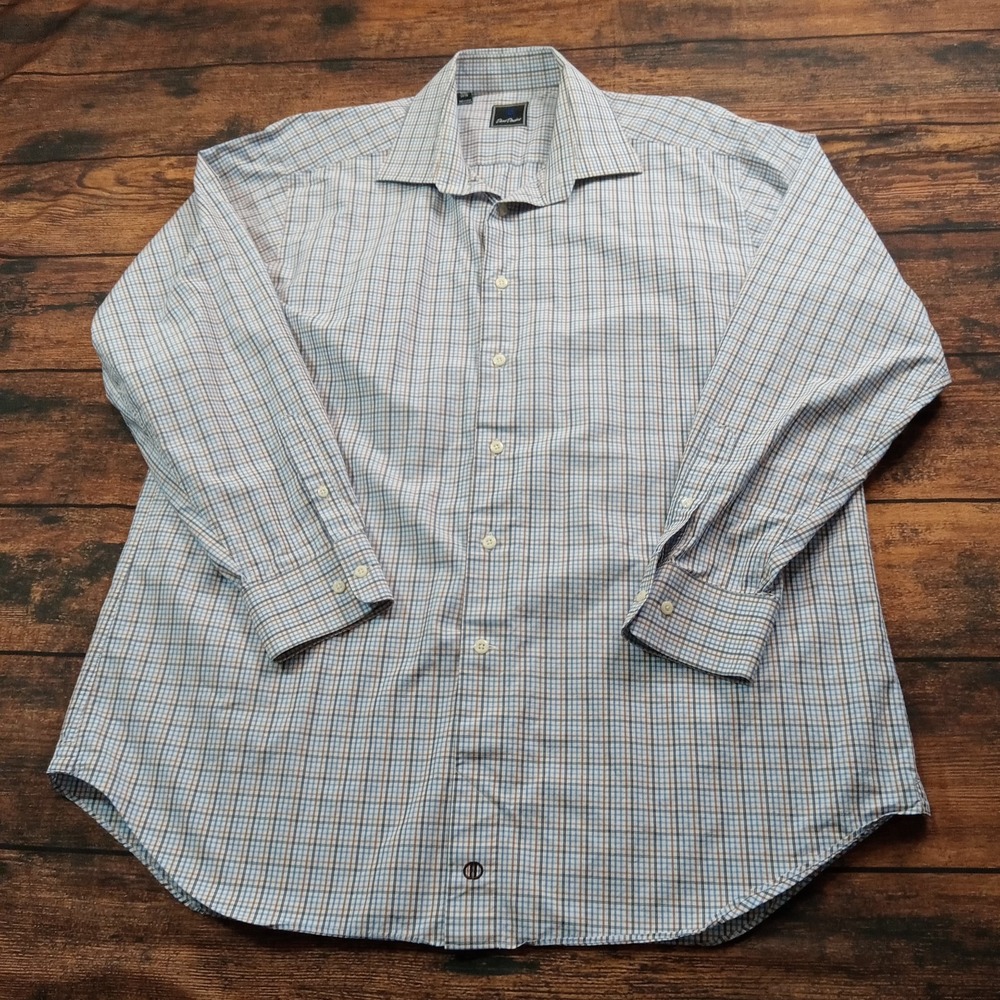David Donahue Long Sleeve Button Up Shirt Men's 34/35 Blue